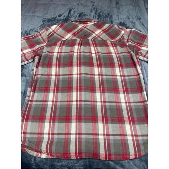 Prana Men’s Flannel Shirt Red‎ Gray Flannel Sz M Button Up Outdoor Gorpcore Hike - Picture 6 of 7